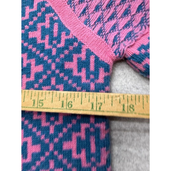 J.CREW Sweater Womens Small Pink Cashmere Geometric Crewneck Knit Pullover - Picture 9 of 13